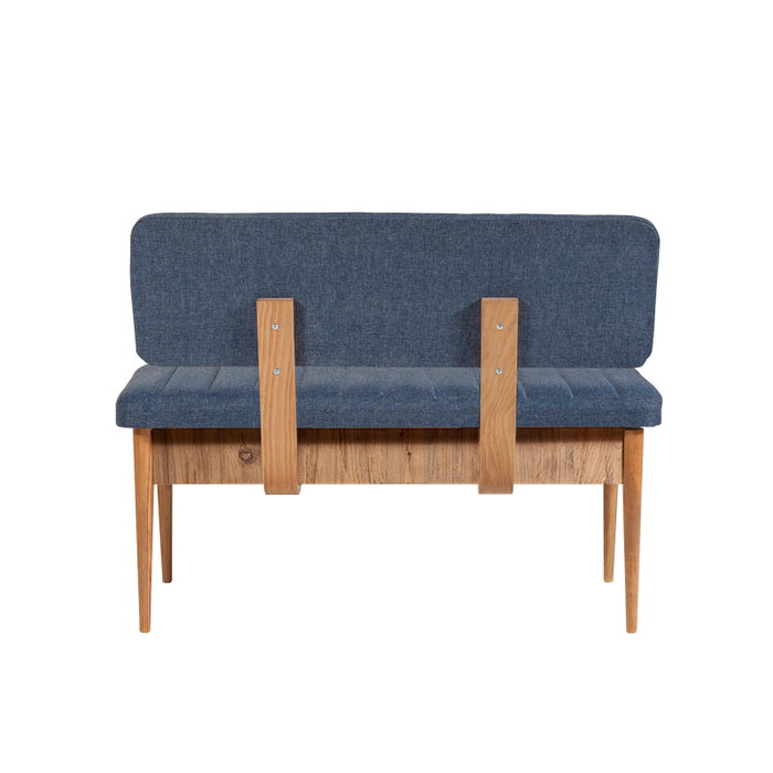 Hanah Home Banco Vina Bank, Azul Oscuro y Pino Atlántico, Diseño Escandinavo Moderno, Tela Lino, Robusto y Versátil